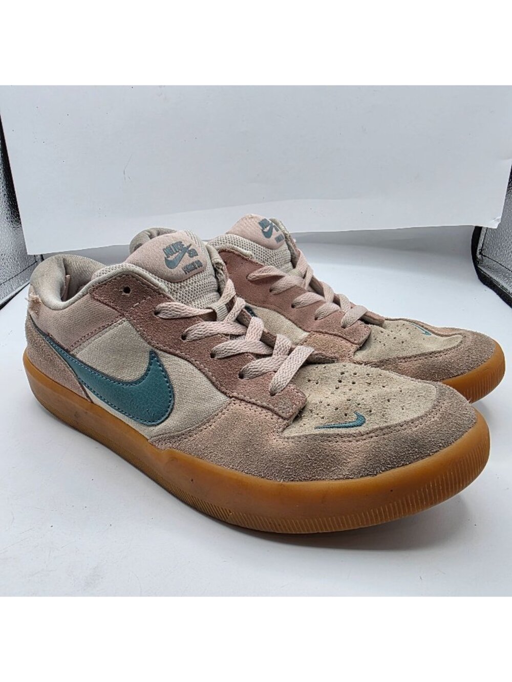 Nike SB Force 58 Pink Bloom Teal Gum Mens Size 8.5 Skateboarding Sneakers Shoes